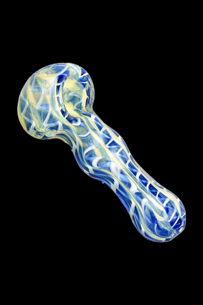 Fumed Latticino Spoon Pipe