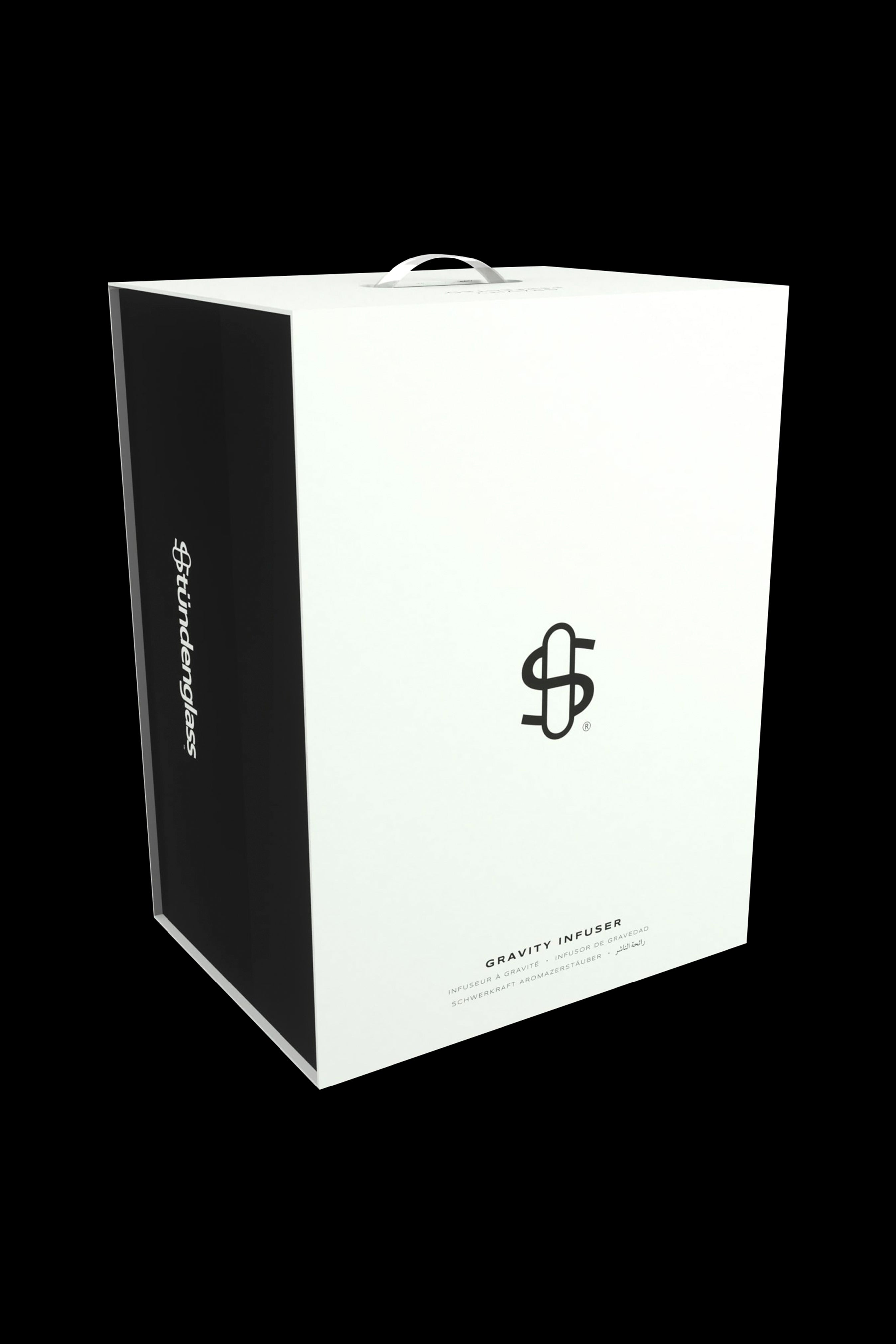 Stündenglass Gravity Infuser packaging box, white with black branding.