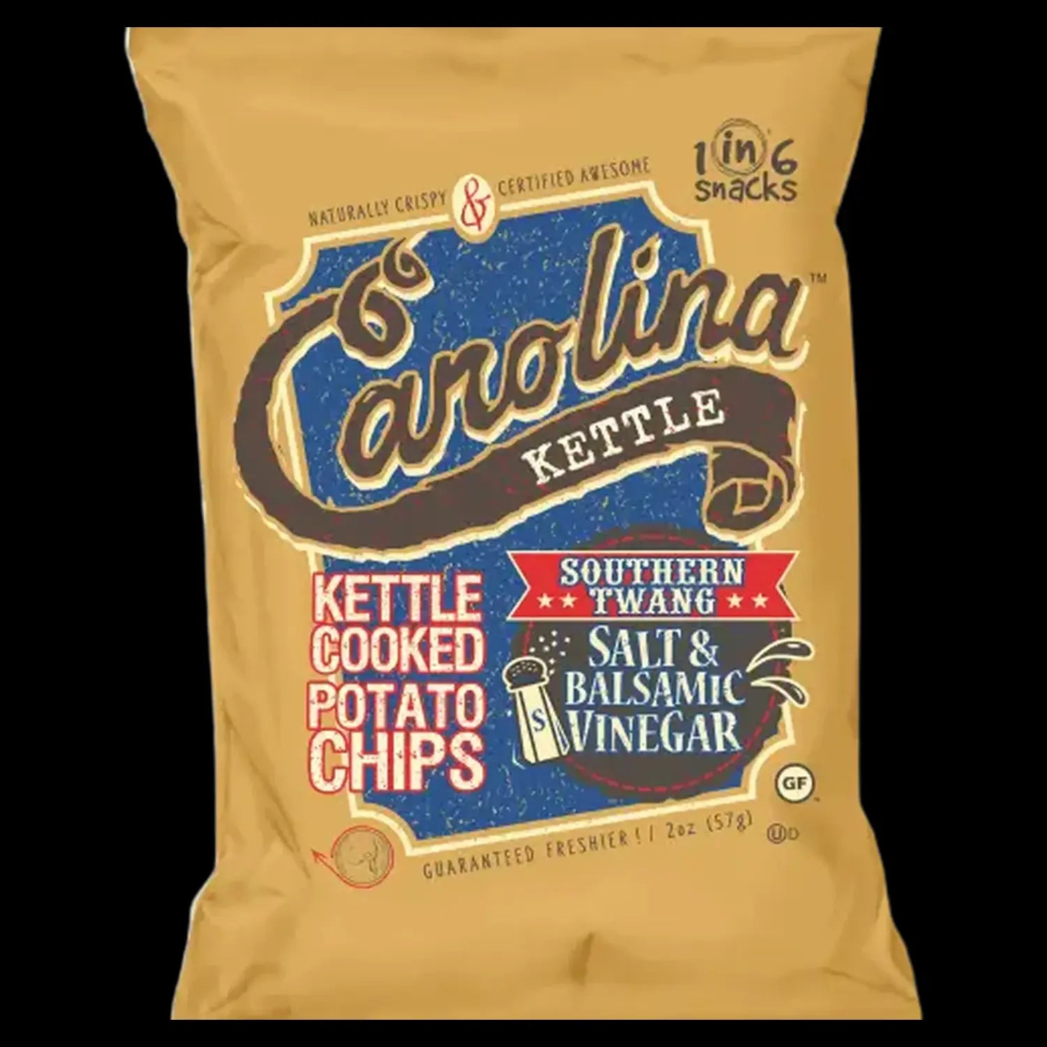 Bag of Carolina Kettle Chips, a popular munchie snack.