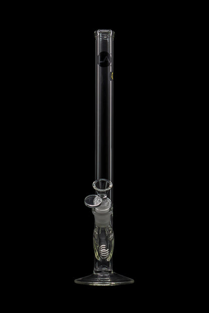 Clear glass water pipe (bong) with ice catch and diffuser downstem, isolated on black.