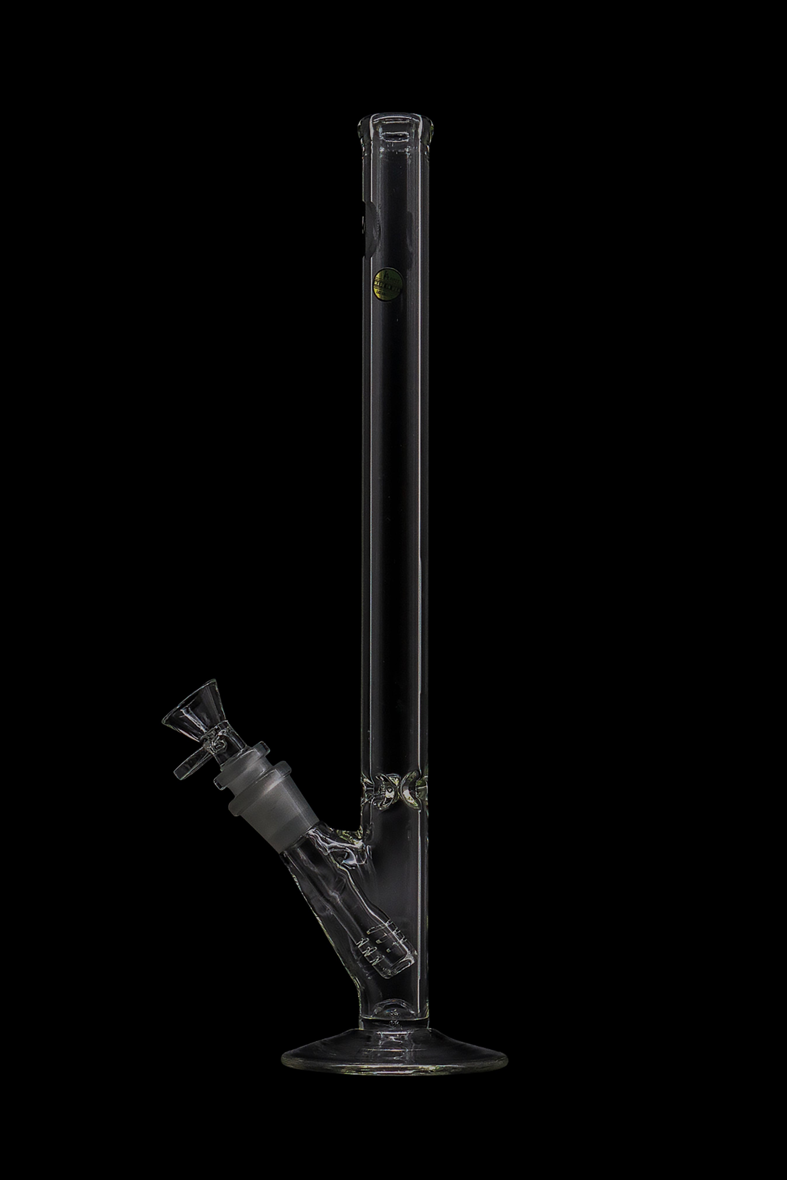 Clear glass bong with ice catch and removable downstem.