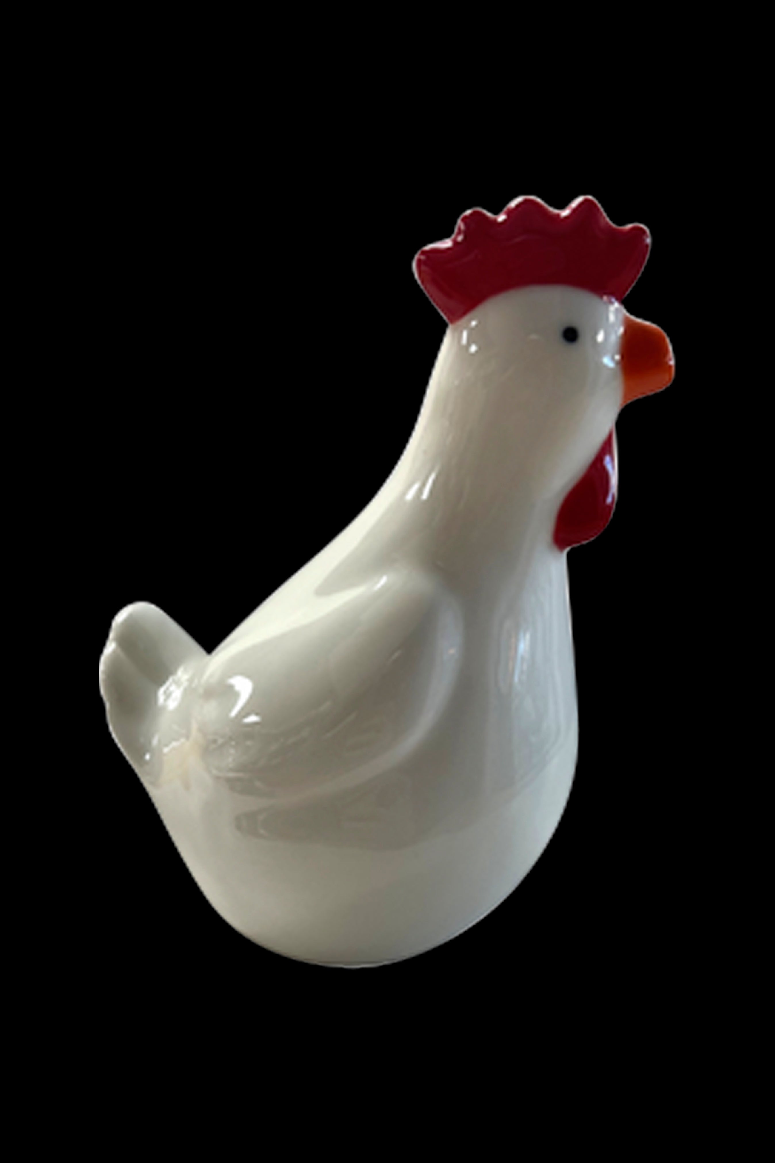 White ceramic chicken figurine, likely a pipe or accessory for cannabis use.