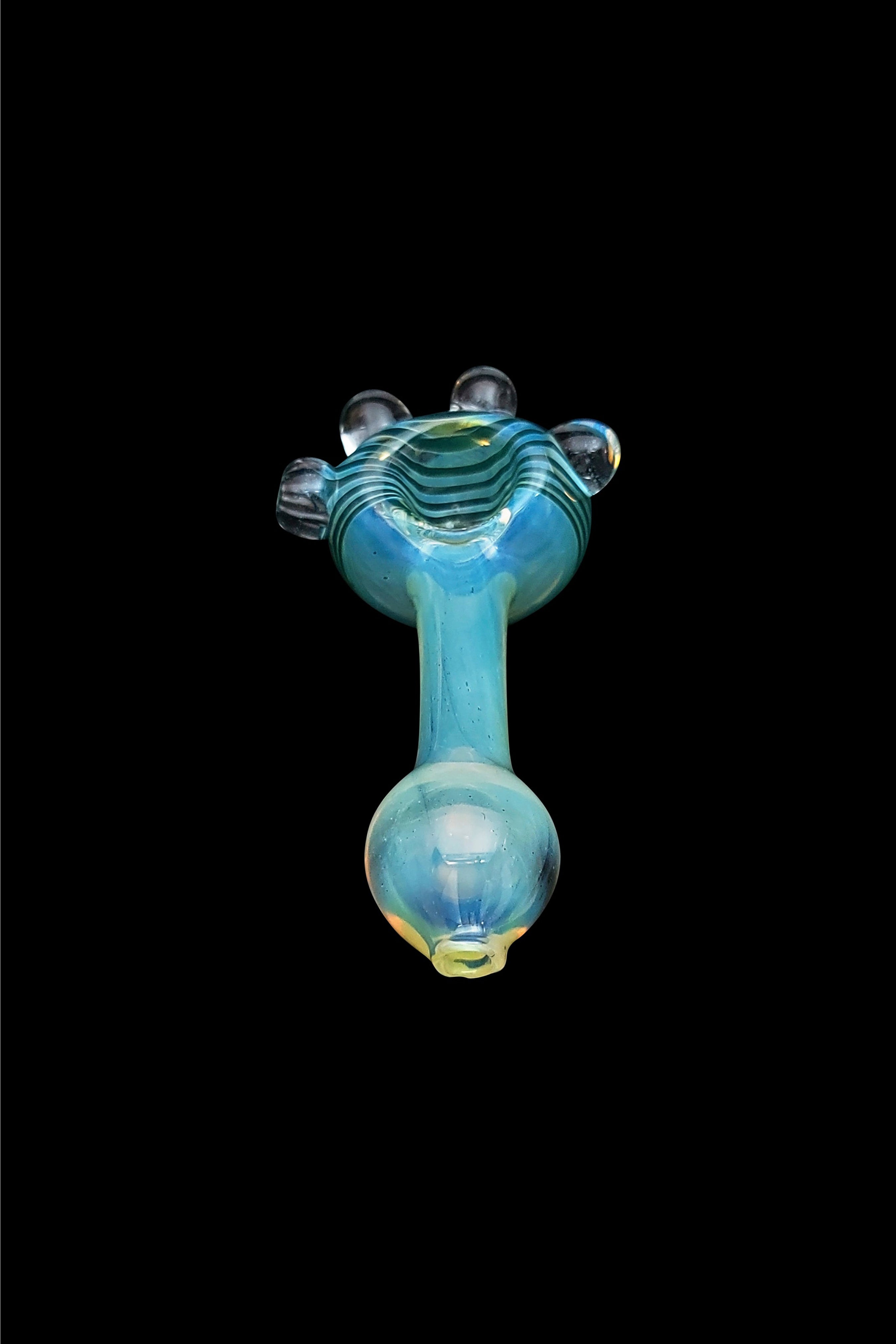 Blue glass pipe isolated on a black background.