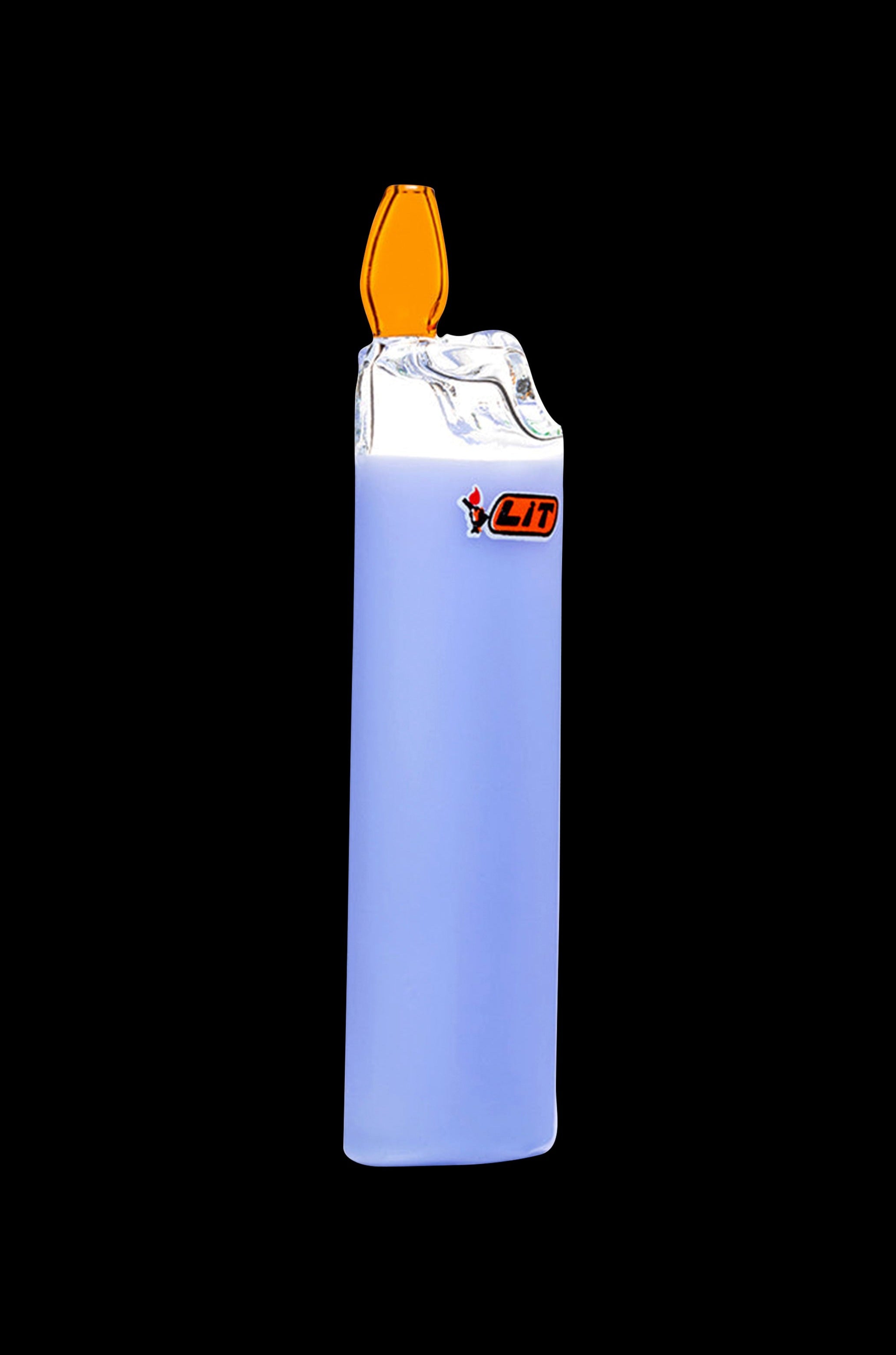 Lit lighter with orange flame, isolated on black.