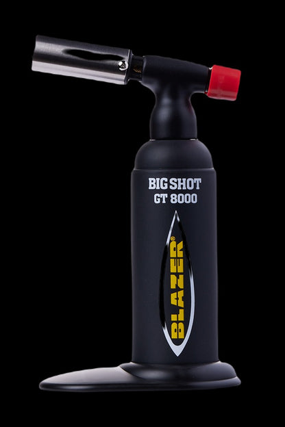 Black butane torch lighter with “Blazer” branding, used for dabbing cannabis concentrates.