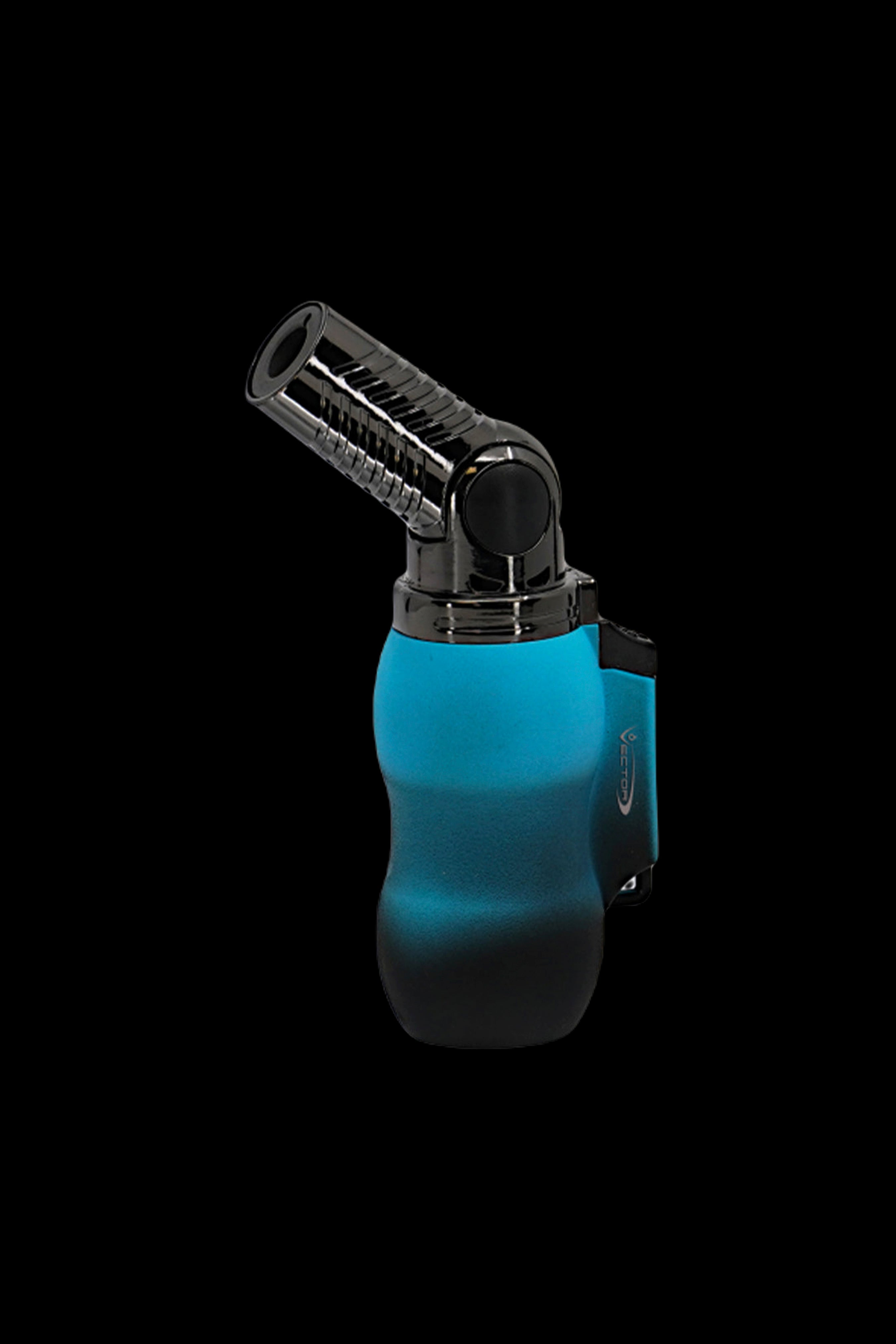 Blue butane torch lighter for dabbing cannabis concentrates.