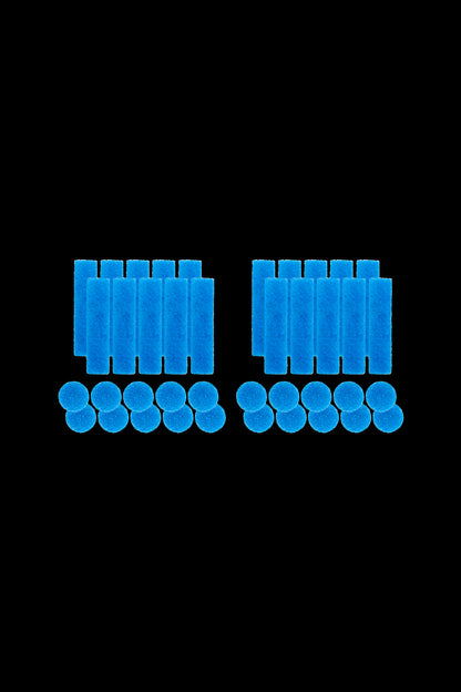 Blue cannabis pre-roll multi-pack against a black background.