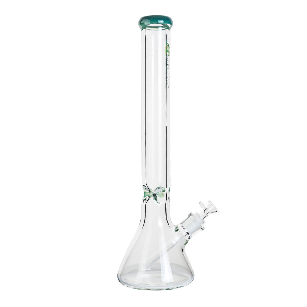 A straight-on view of the 9mm Straight Neck Beaker, showcasing its clear glass construction and simple beaker shape.