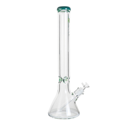 A straight-on view of the 9mm Straight Neck Beaker, showcasing its clear glass construction and simple beaker shape.