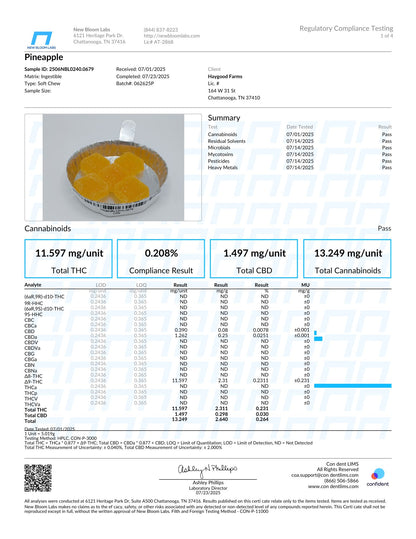 Haygood Farms D9 THC Live Resin Gummies - Sativa - Pineapple