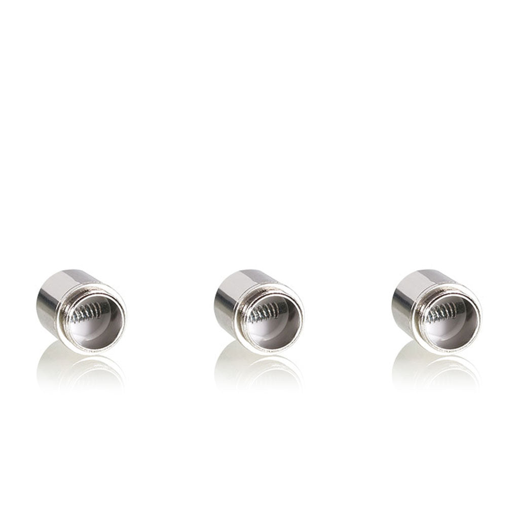 Front-facing trio of shiny metal coils shown in a row on white background for RYOT® 3 Pack Of Extra Coils For 710 Wax Tank - New