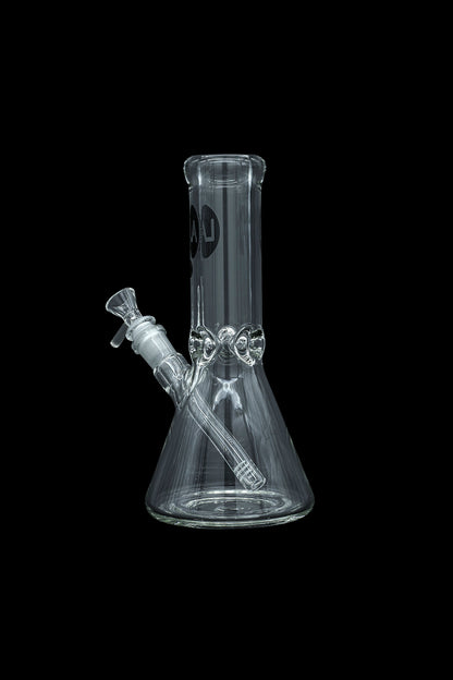 Glass bong with ice catcher, isolated on black.