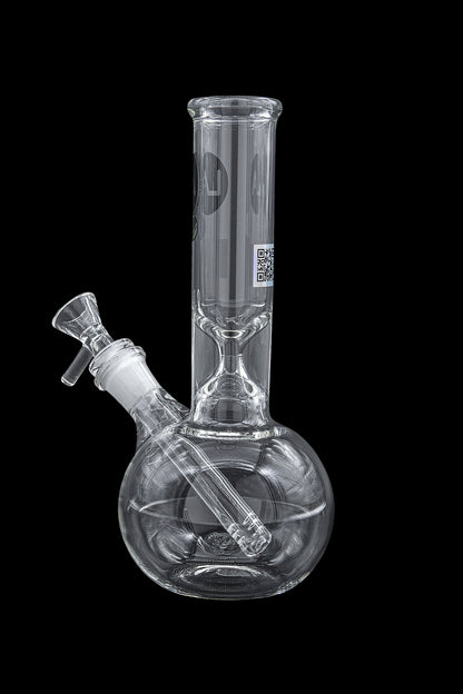 Clear glass water pipe (bubbler) with ice pinch and detachable downstem.