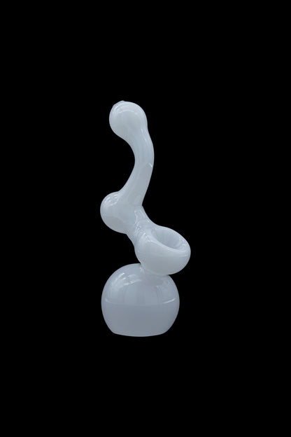 Frosted glass bubbler pipe isolated on a black background.