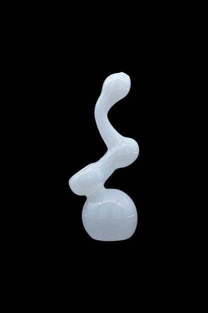 Frosted glass bubbler for smoking cannabis.