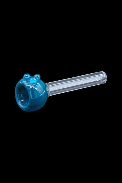 Blue glass pipe for smoking cannabis.