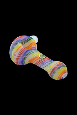 LA Pipes "Rainbow Spirals" White Glass Pipe