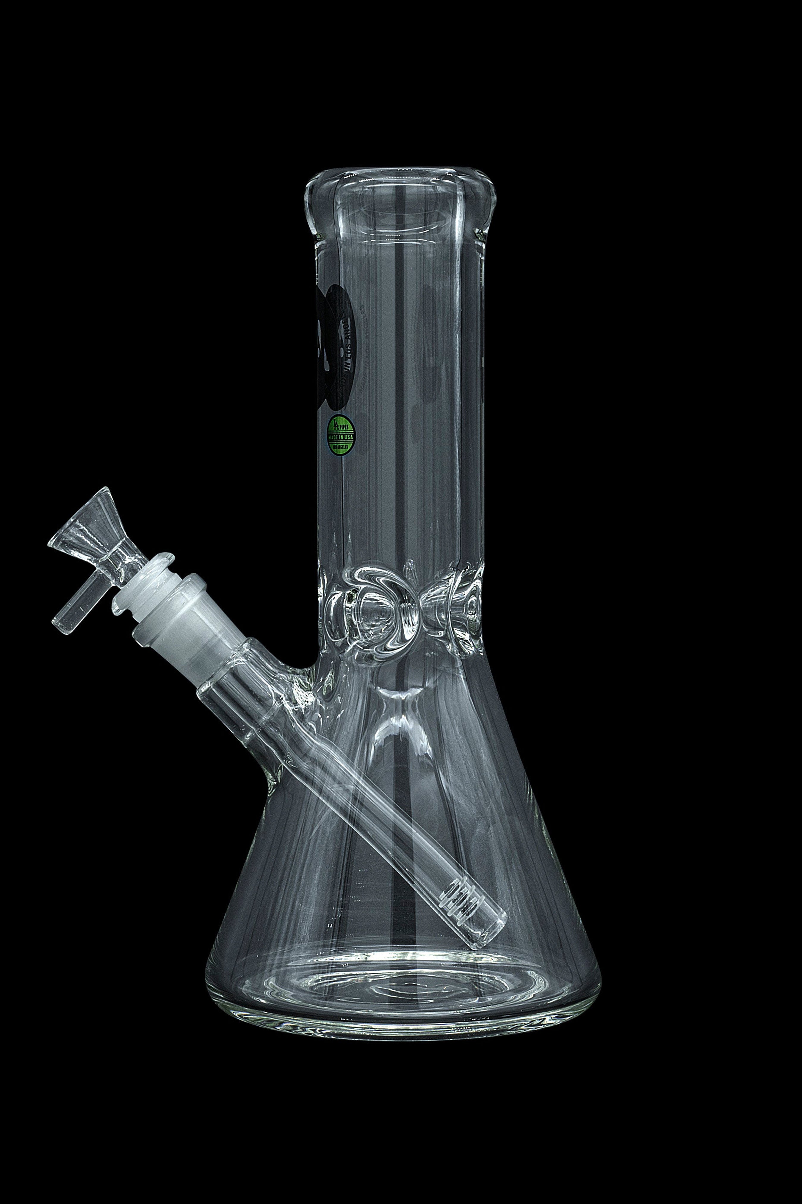 Clear glass bong with ice catcher and removable downstem.