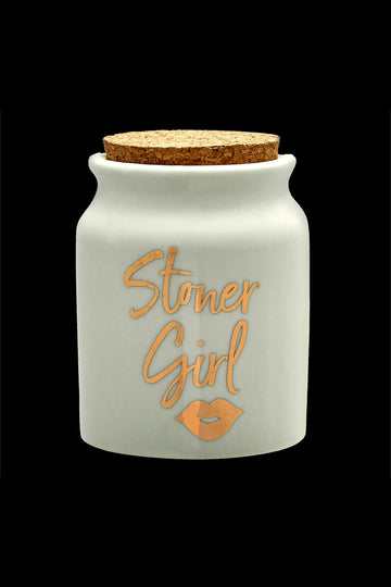 Roast & Toast Stoner Girl Stash Jar - White - Roast & Toast Stoner Girl Stash Jar - White