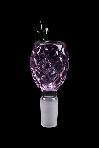 A close-up, angled view of the Pineapple Herb Bowl, showcasing the textured glass and rounded shape.