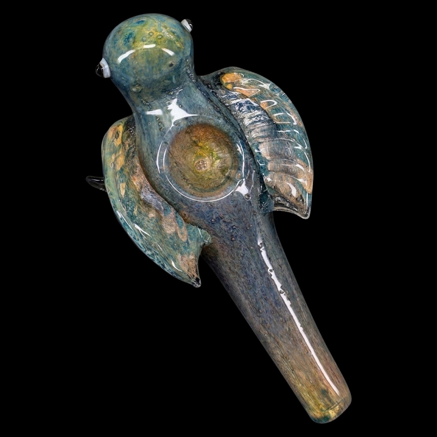 Silver Fumed Color-Changing Glass Bird Hand Pipe “Songbird” – Assorted