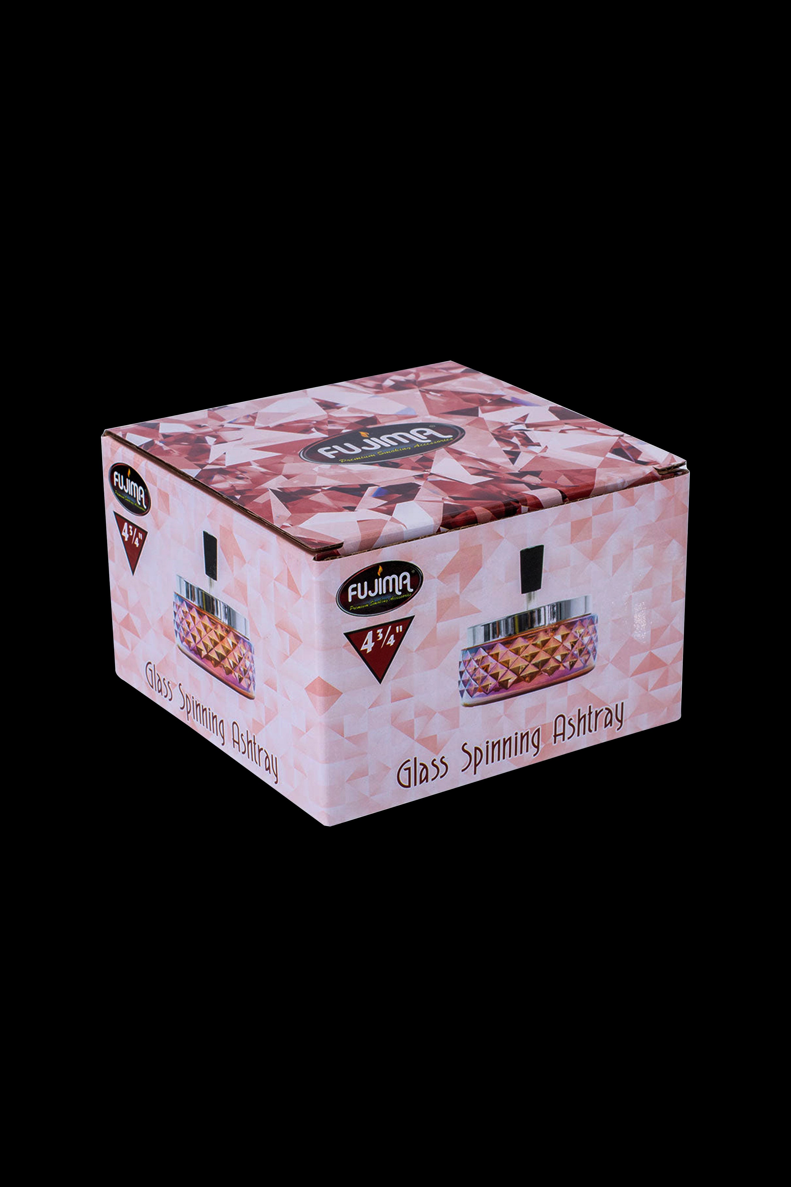 Fujima 4 3/4" Glass Spinning Ashtray product box.