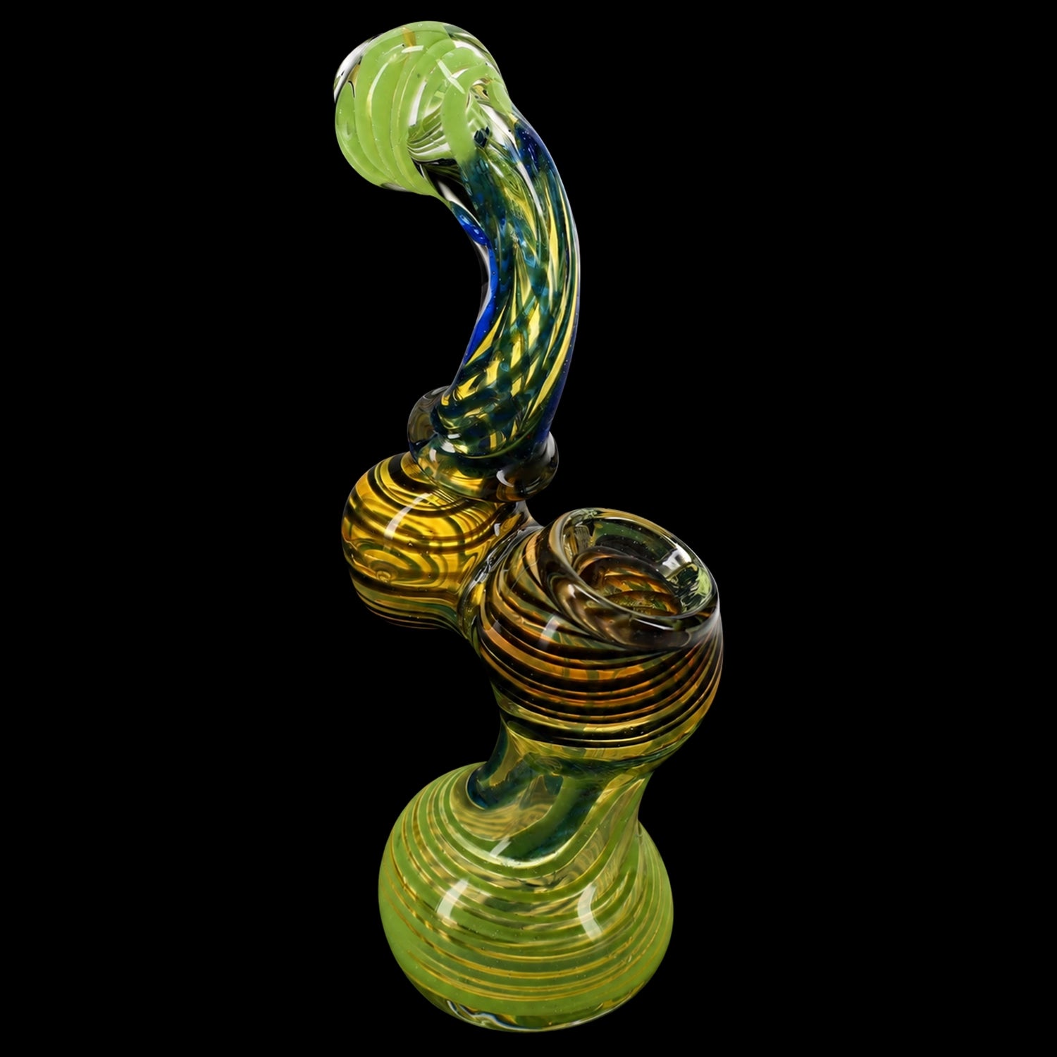 Primate Glass Color-Changing Striped Sherlock Bubbler “Stripe Sleuth” – 5½″ – Assorted Colors