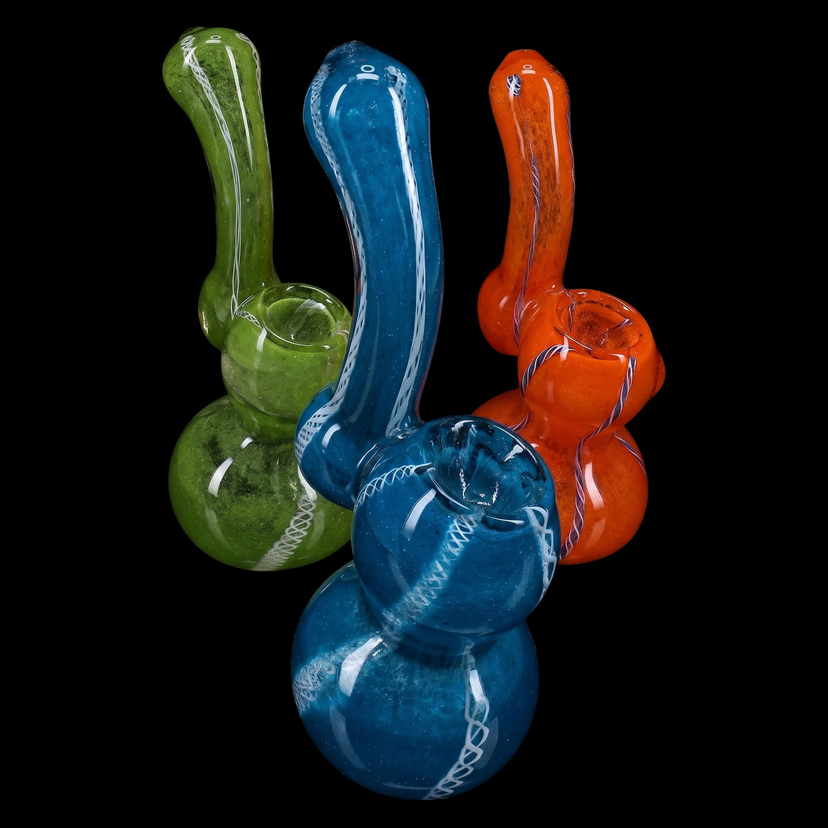 Primate Glass Frit Striped Sherlock Bubbler “Pocket Sleuth” – 5″ – Assorted Colors