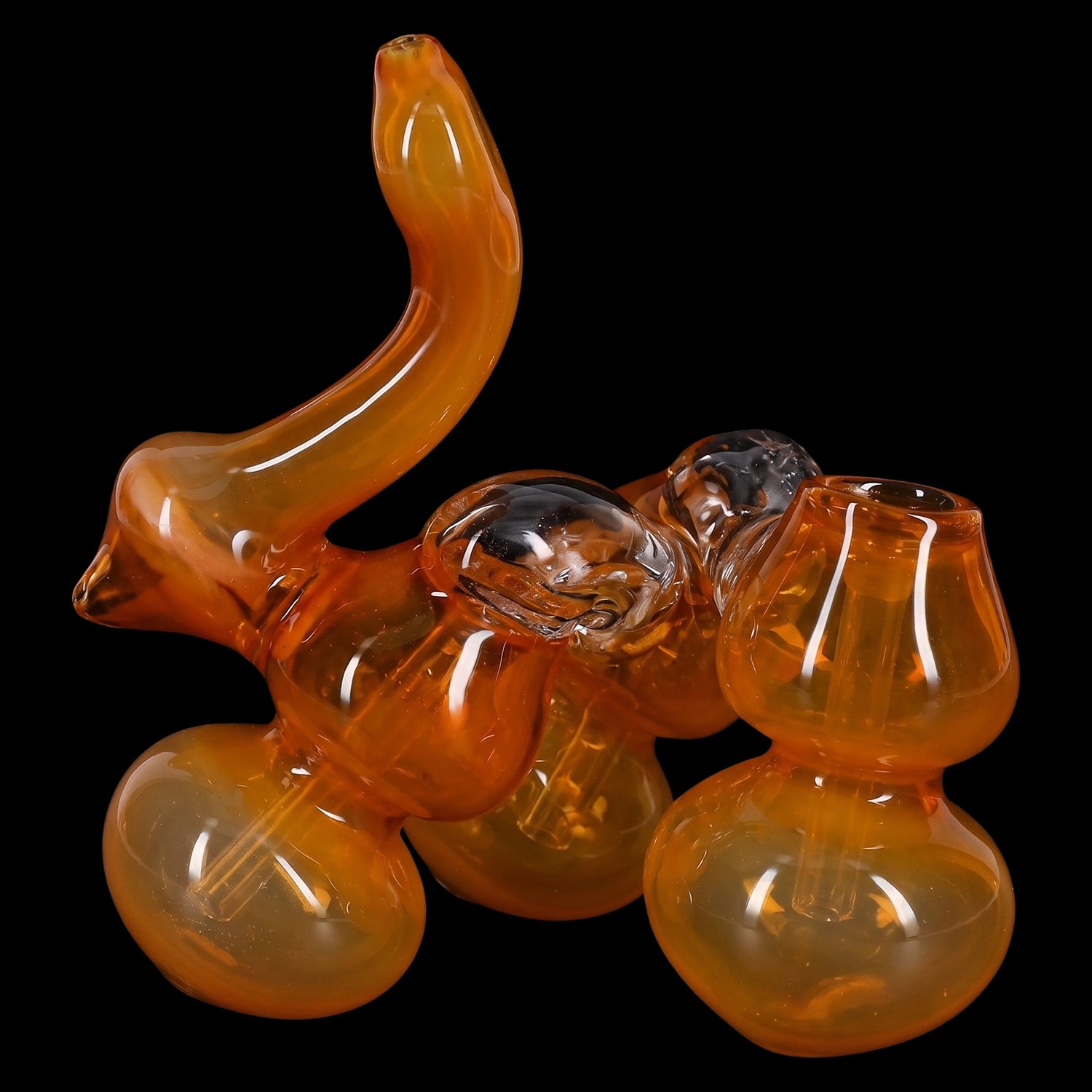 Primate Glass Gold Fumed Triple-Chamber Sherlock Glass Bubbler “Tri-Stack” – 7″