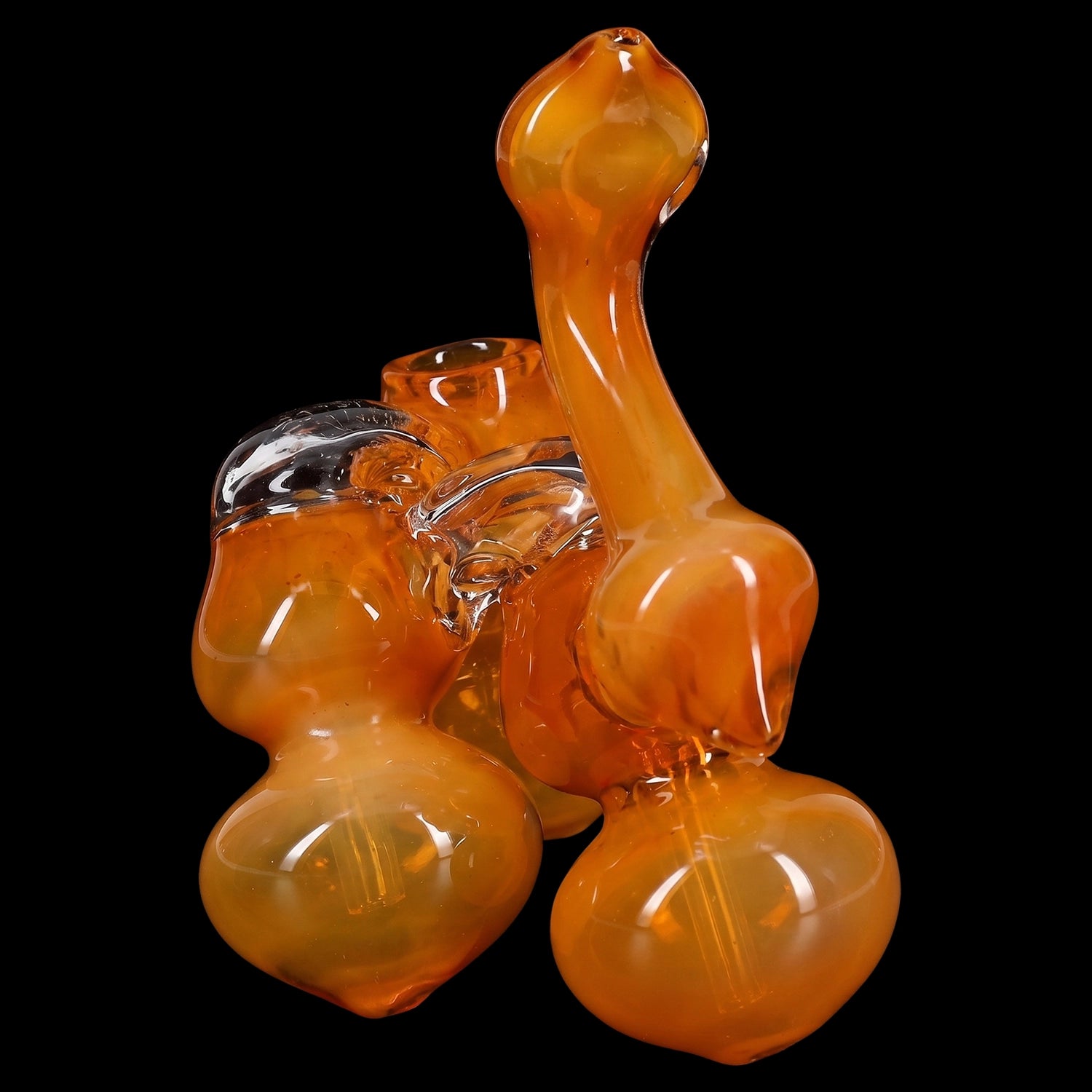 Primate Glass Gold Fumed Triple-Chamber Sherlock Glass Bubbler “Tri-Stack” – 7″