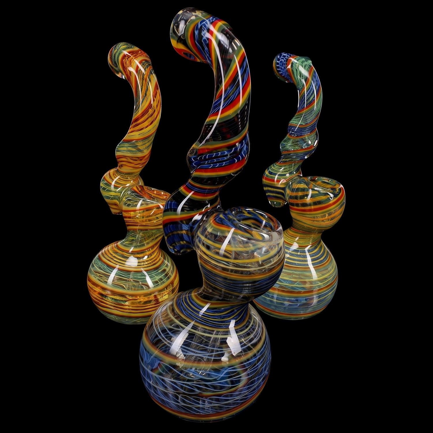 Primate Glass Color-Changing Rasta Sherlock Bubbler “Rasta Curl” – 8″ – Assorted Colors