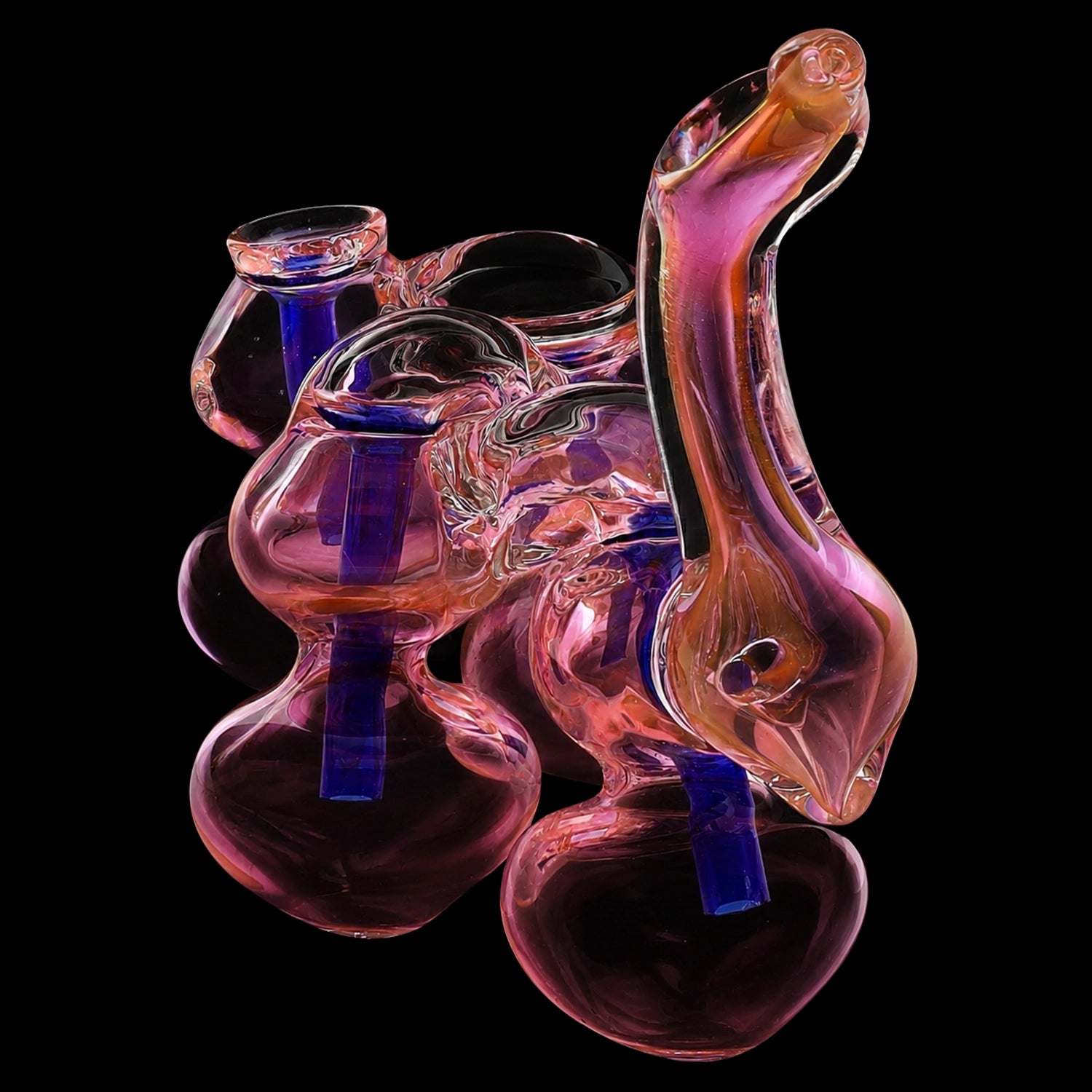 Primate Glass Gold Fumed Quadruple-Chamber Sherlock Bubbler “Quad Core” – 6″