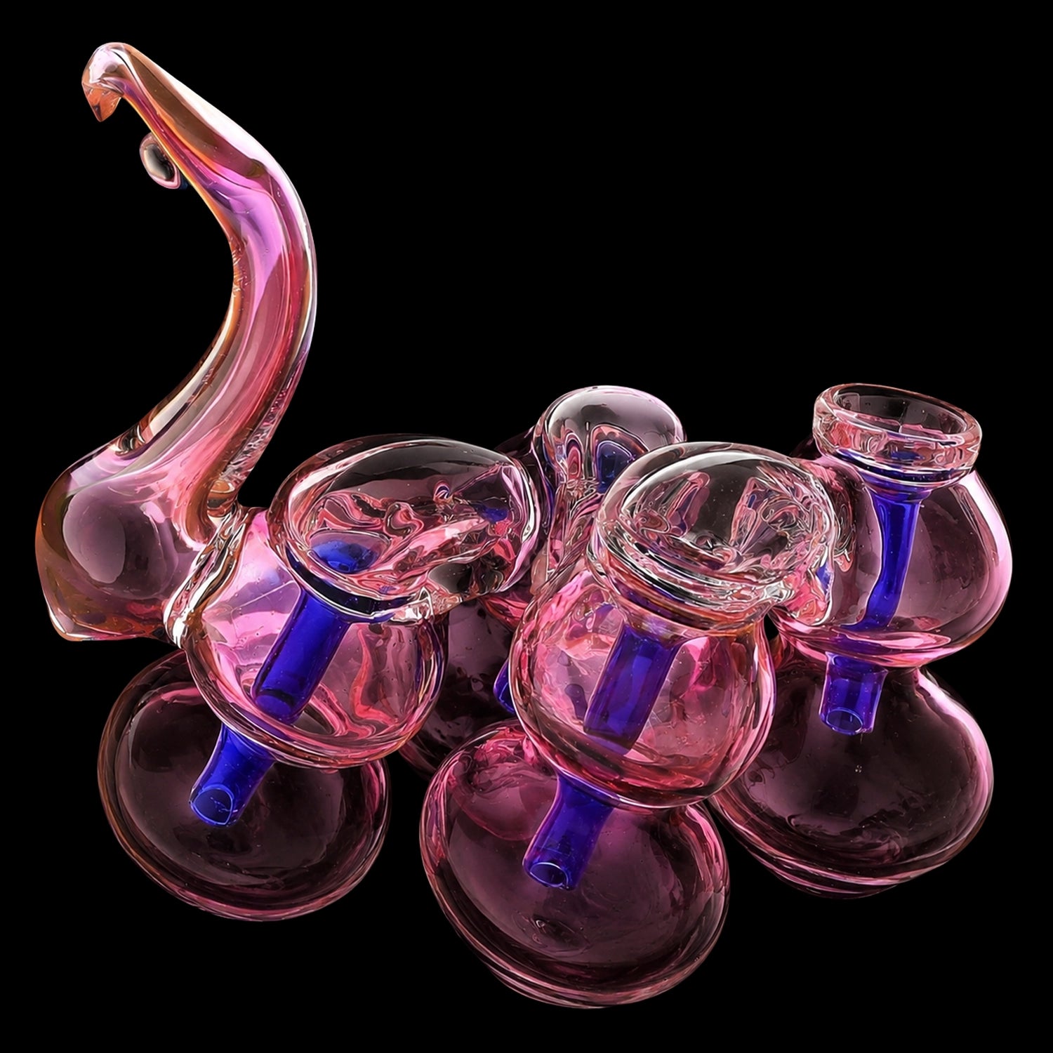 Primate Glass Gold Fumed Quadruple-Chamber Sherlock Bubbler “Quad Core” – 6″