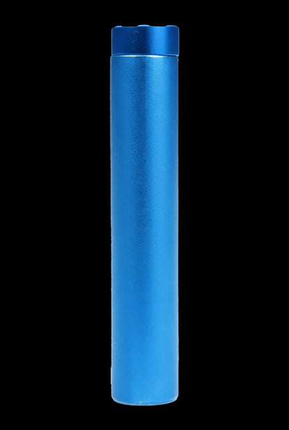 Blue metal cannabis pipe.