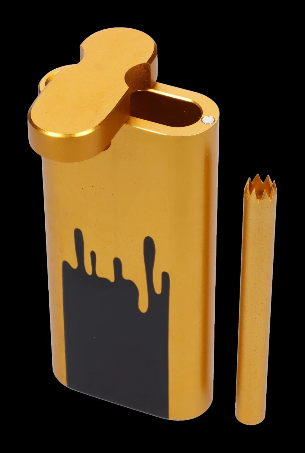 Golden one-hitter pipe with a removable metal stem.