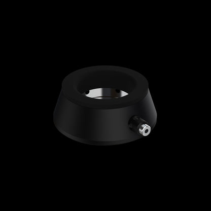 Close-up top view of the black Dr. Dabber Boost Evo™ showing its recessed mouthpiece and metallic inner chamber.