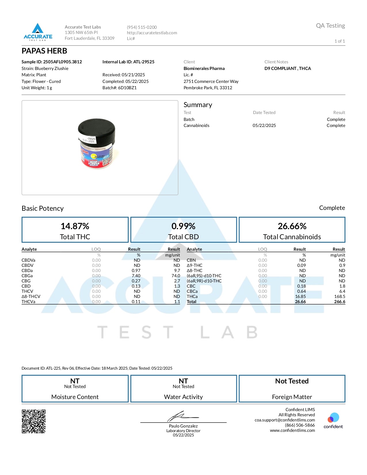 Papa's Herb BLUEBERRY ZLUSHIE INDOOR THCa FLOWER