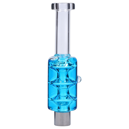 Centered front view of the Smoke Cartel Freezable Glycerin Nectar Collector showing its clear mouthpiece and bright blue glycerin chamber.