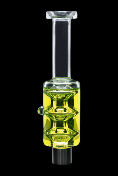 Front view of the SC Freezable Glycerin Nectar Collector, showcasing its clear glass construction and cylindrical shape.