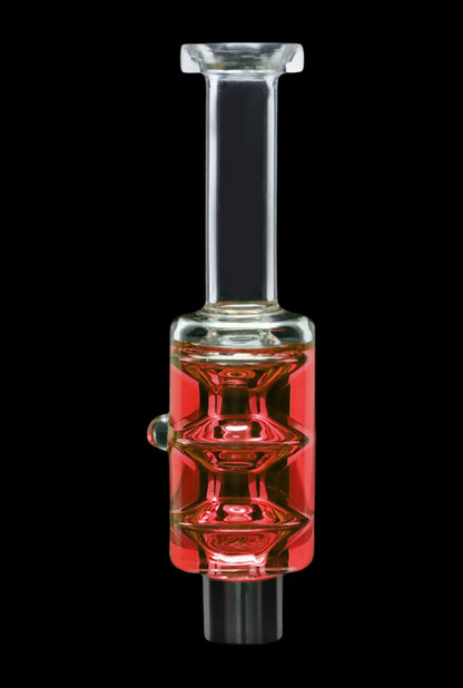 A close-up, angled view of the SC Freezable Glycerin Nectar Collector, showing its clear glass construction and cylindrical shape.
