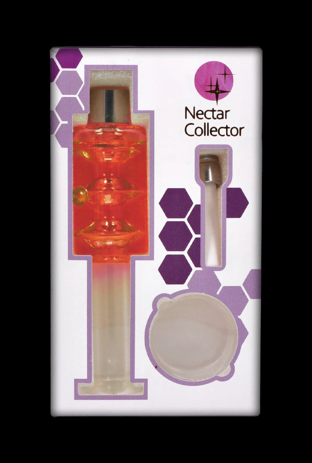 Front view of the SC Freezable Glycerin Nectar Collector, showing its clear glass tip and patterned base against a white backdrop.