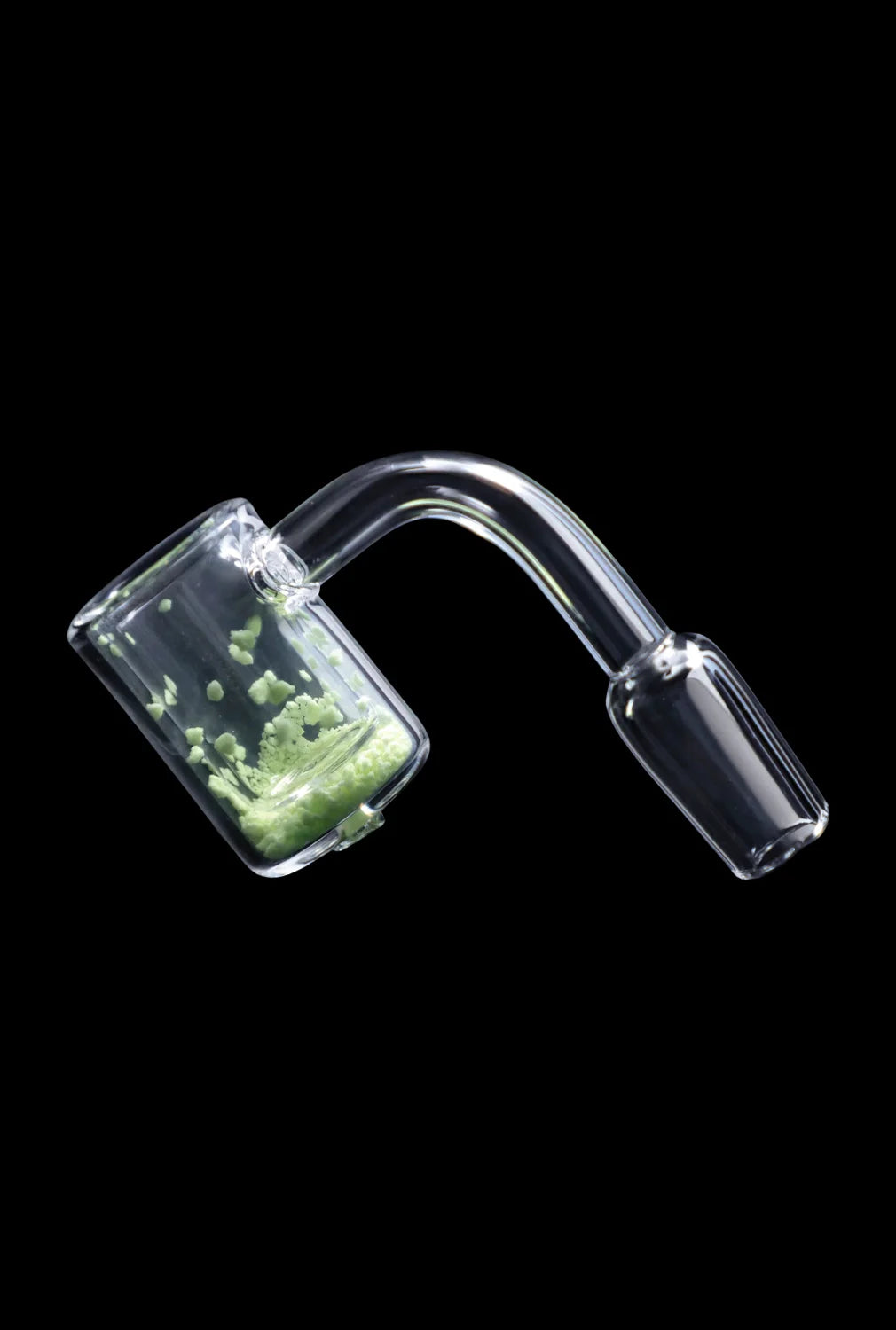 A side view of the SC Frit Sand Banger, showcasing the sand-filled quartz bucket and male connection.