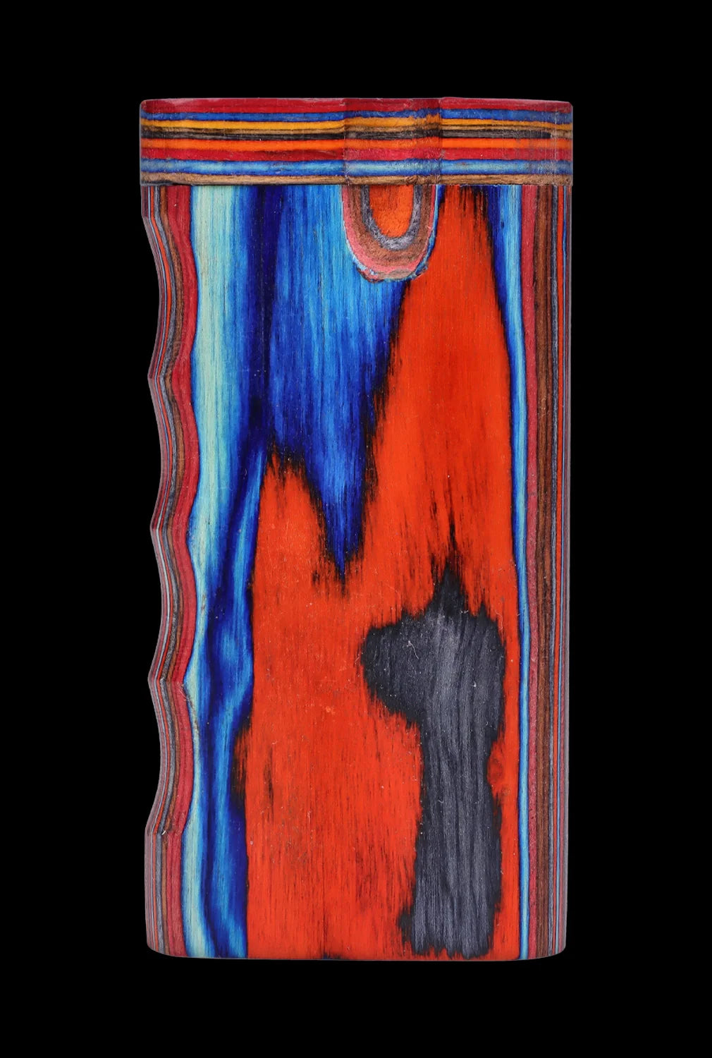 Front view of the SC Colourful Wood Grain Dugout - Large, showcasing its vibrant, multi-toned wood grain pattern.
