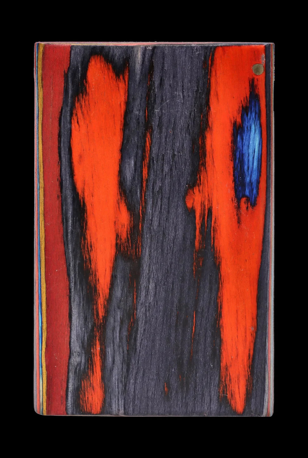 A close-up, angled view of the SC Colorful Wood Grain Dugout, showcasing its small size and vibrant, natural wood grain pattern.