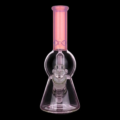 Centered front view of the Smoke Cartel Color UFO Perc Beaker Bong - 8.5 in. in milky blue glass against a black background.