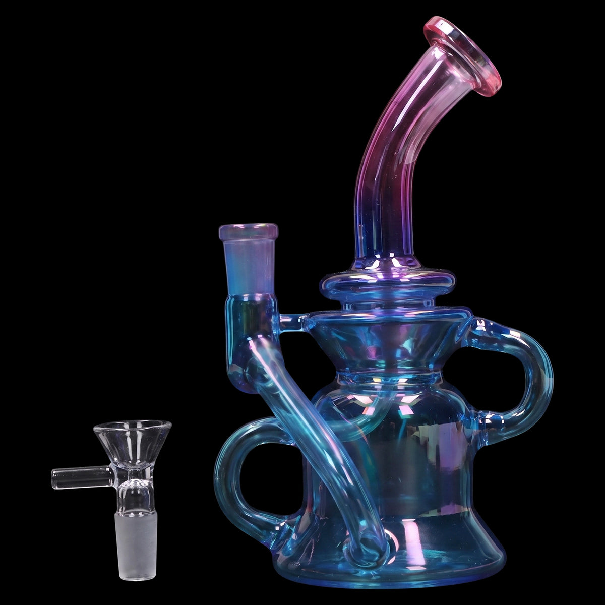 Smoke Cartel Bright Electroplated Recycler Bong - 8 in.
