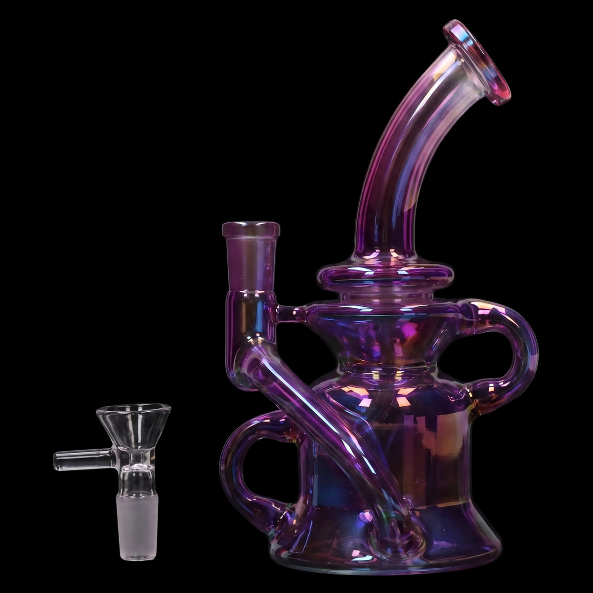 Smoke Cartel Bright Electroplated Recycler Bong - 8 in.