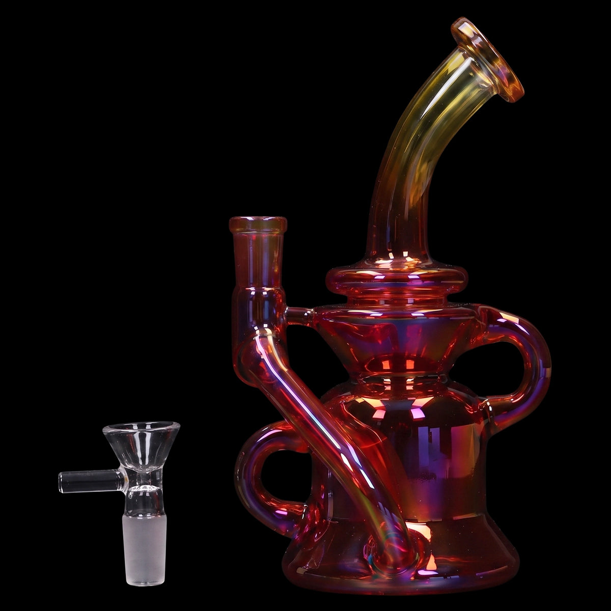 Smoke Cartel Bright Electroplated Recycler Bong - 8 in.