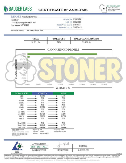 Stoner Blackberry Super Boof THCA Flower - Stoner Exotic