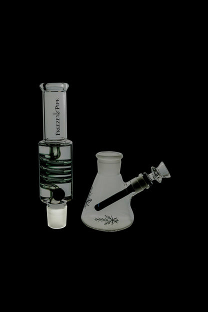 Glass bubbler and chillum set with snowflake design.